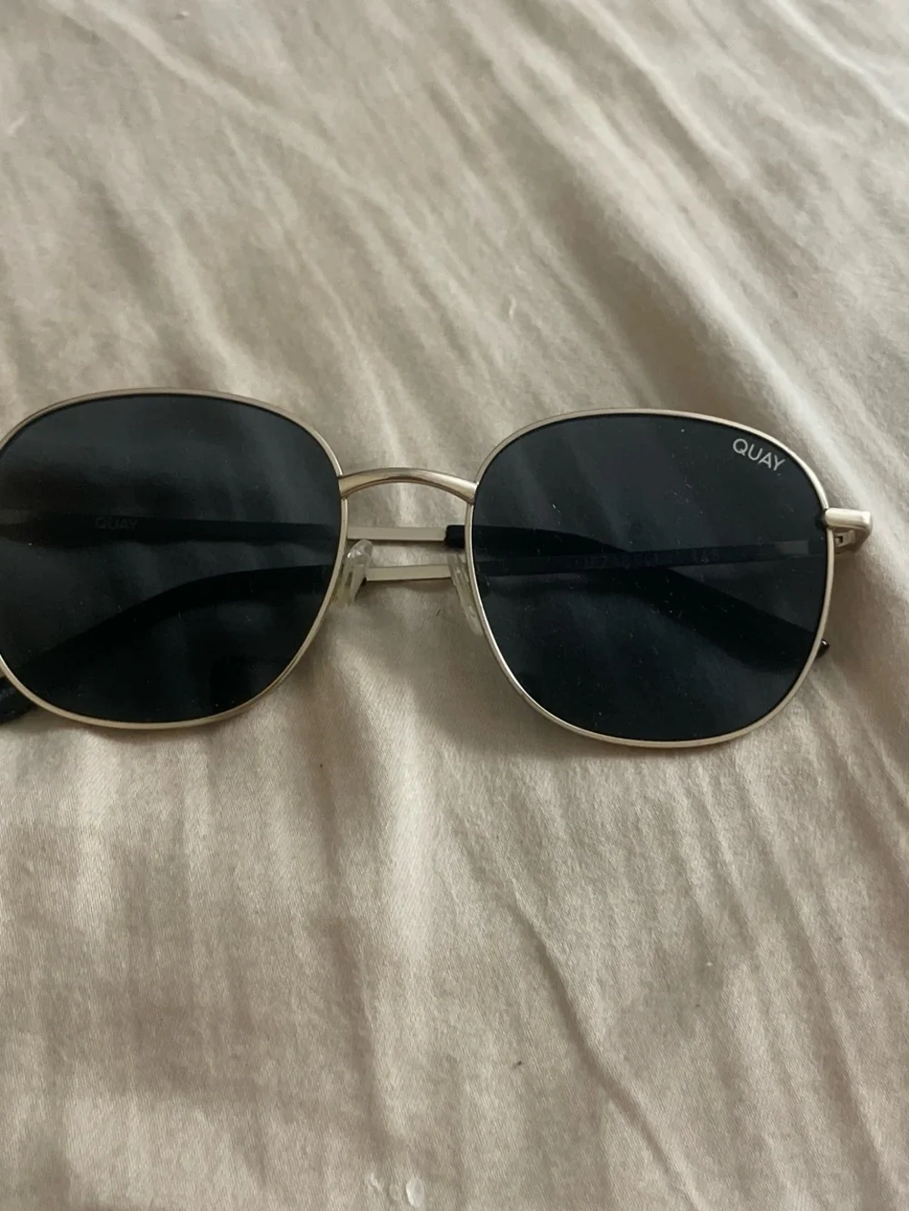 Quay Australia Gold Frame Black Lens Sunglasses - Square Women's Shades
